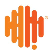 An abstract orange and yellow logo with vertical bars of varying heights arranged in a symmetrical, rounded pattern.